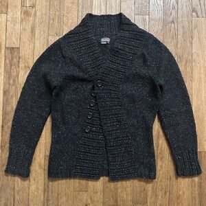 Royal Robbins Women Moto Charcoal Tweed Knit Button Front Cardigan Sweater S‎